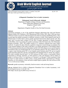 A Diagnostic Chomskian View to Arabic Asymmetry