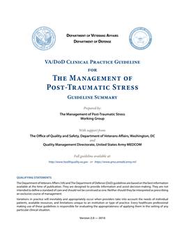 The Management of Post-Traumatic Stress Guideline Summary