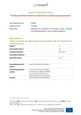 D1.2 Report on Gender and Age-Related Issues Associated with the Acquisition of Informed Consent