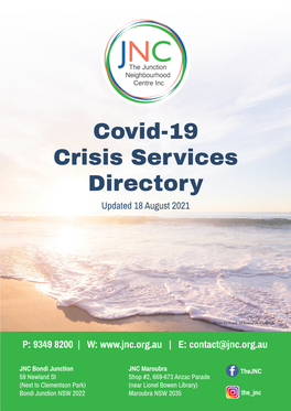Covid-19 Crisis Services Directory Updated 18 August 2021