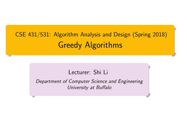 Greedy Algorithms