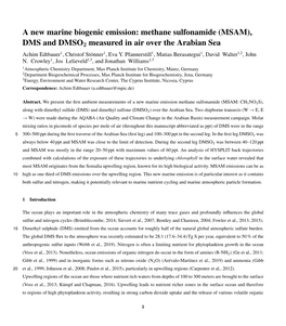 (MSAM), DMS and DMSO2 Measured in Air Over the Arabian Sea Achim Edtbauer1, Christof Stönner1, Eva Y