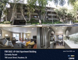 FOR SALE: 69-Unit Apartment Building Currently Vacant 700 Locust Street, Pasadena, CA