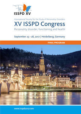 XV ISSPD Congress Personality Disorder, Functioning and Health