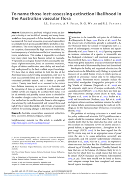 Assessing Extinction Likelihood in the Australian Vascular Flora