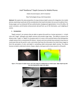 Intel® Realsense™ Depth Cameras for Mobile Phones