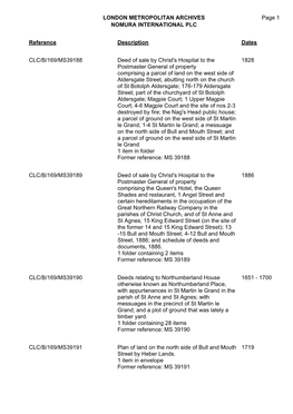 London Metropolitan Archives Nomura