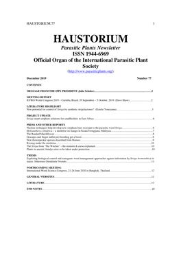 Haustorium #77, December 2019