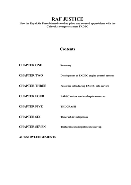 RAF JUSTICE How the Royal Air Force Blamed Two Dead Pilots and Covered up Problems with the Chinook’S Computer System FADEC
