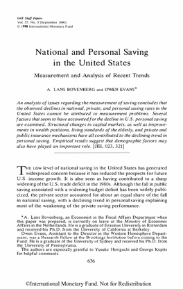 National and Personal Saving in the United States