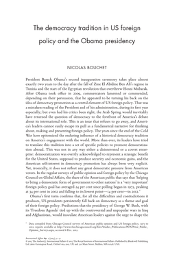 The Democracy Tradition in US Foreign Policy and the Obama
