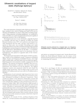 Ultrasonic Vocalizations of Leopard Seals (Hydrurga Leptonyx) I ___