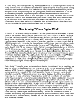 New Analog TV in a Digital World