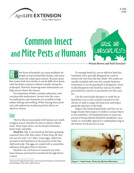 Common Insect and Mite Pestsof Humans