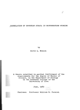 Cjlrrelation of DEVONIAN STRATA I N NORTHWESTERN