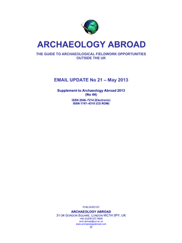 Archaeology Abroad Update No. 21