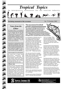 Declining Mammals of the Savannas No