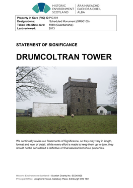 Drumcoltran Tower Statement of Significance