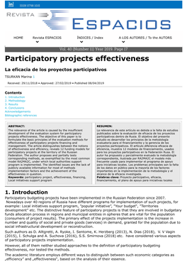 Participatory Projects Effectiveness