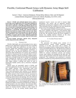 Flexible, Conformal Phased Arrays with Dynamic Array Shape Self- Calibration