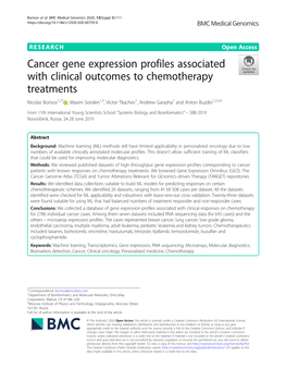 Cancer Gene Expression Profiles Associated with Clinical Outcomes To