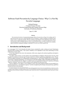 Software Fault Prevention by Language Choice: Why C Is Not My Favorite Language