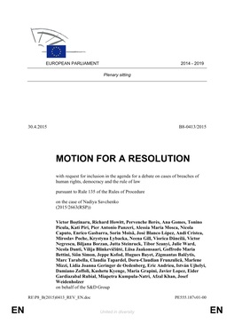 En En Motion for a Resolution