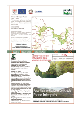Parco Naturale Regionale Del Parco Dell'antola – Piano Integrato