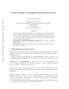 Some Remarks on Bielliptic and Trigonal Curves