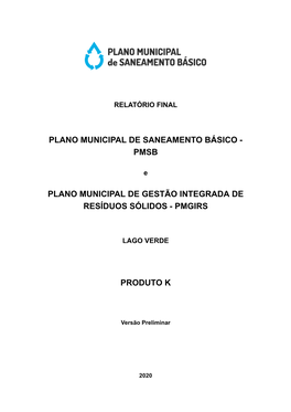 Plano Municipal De Saneamento Básico Pmsb