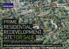 PRIME RESIDENTIAL REDEVELOPMENT SITE for SALE Wells Hall / Upper Redlands Road / Reading / Berkshire RG1 5JF