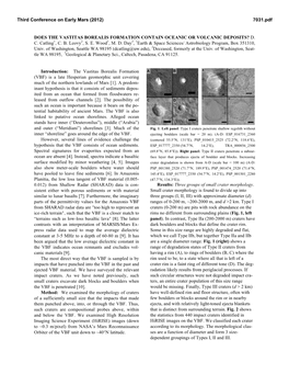 Does the Vastitas Borealis Formation Contain Oceanic Or Volcanic Deposits? D