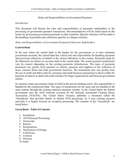 Roles and Responsibilities in Government Payments Introduction