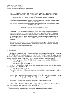 Characterization of the Skew-Normal Distribution