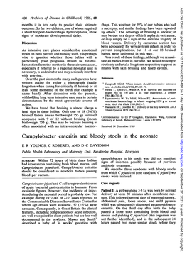 Campylobacter Enteritis and Bloody Stools in the Neonate