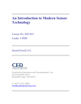 An Introduction to Modern Sensor Technology