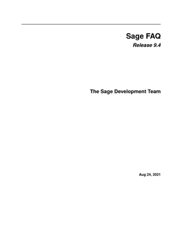 Sage FAQ Release 9.4