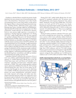 Giardiasis Outbreaks — United States, 2012–2017