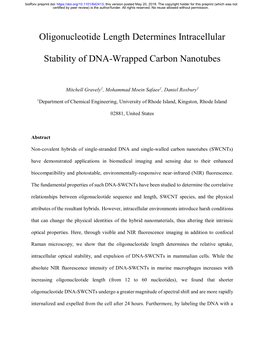 Oligonucleotide Length Determines Intracellular Stability of DNA