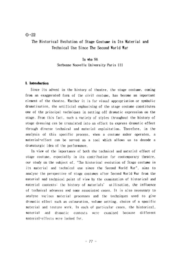 0-22 the Historical Evolution of Stage Costume in Its Material and Technical Use Since the Second World War