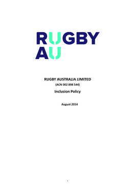 RUGBY AUSTRALIA LIMITED Inclusion Policy