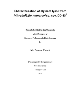 Characterization of Alginate Lyase from Microbulbifer Mangrovi Sp. Nov