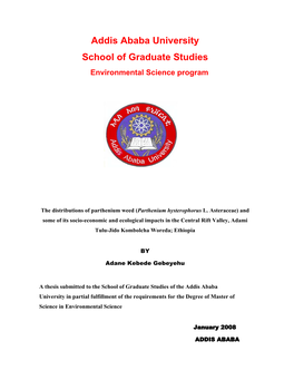 Addis Ababa University School of Graduate Studies Environmental Science Program