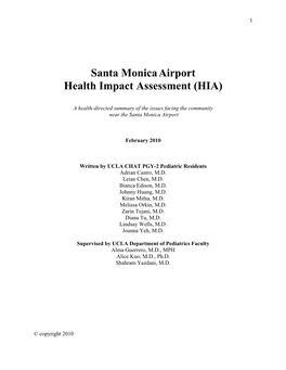 Santa Monicaairport Health Impact Assessment (HIA)