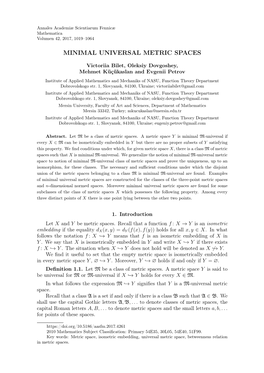 Minimal Universal Metric Spaces