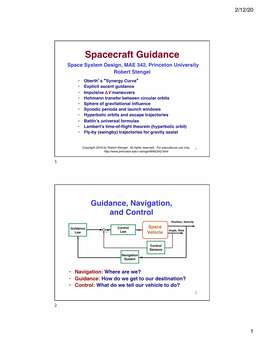 4. Spacecraft Guidance MAE 342 2016