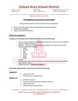 Oxford Area School District Residency Form