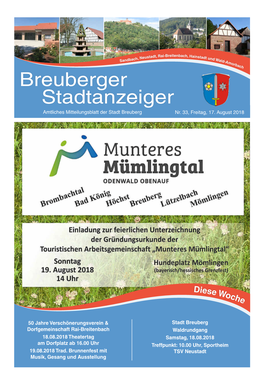 Breuberger Stadtanzeiger Amtliches Mitteilungsblatt Der Stadt Breuberg Nr