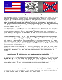 VOL. XLIII, NO. 2 Michigan Regimental Round Table Newsletter—Page 1 February 2003