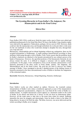 The Gyrating Hierarchy in Franz Kafka's the Judgment, The